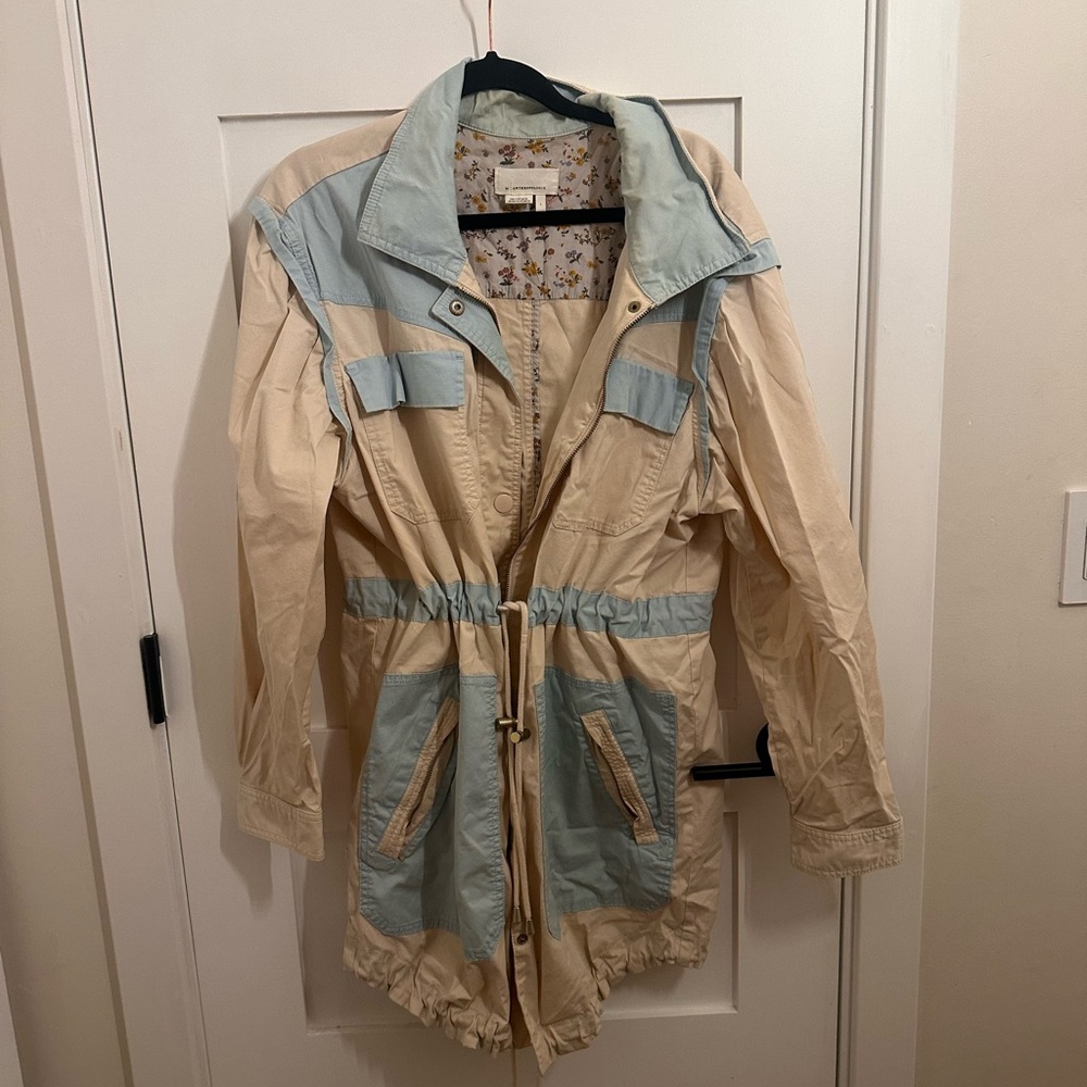 Anthropologie Beige and Light Blue Utility Jacket